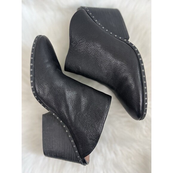 Lucky Brand Shoes - Lucky Brand Zorlina Black Pebbled Leather Wedge Heel Studded Mules Size 9.5M